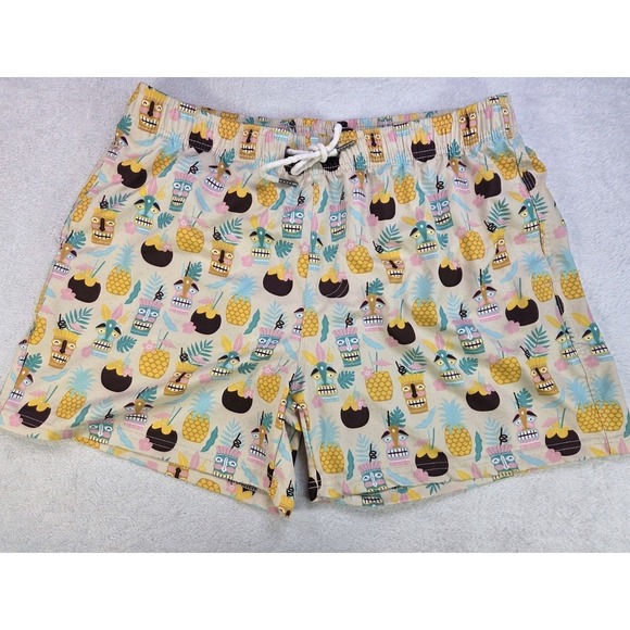 Two Left Feet Other - Two Left Feet Swim Trunks XXL Tropical Tiki Pineapple Beach Shorts Mesh Lined